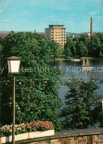 AK / Ansichtskarte Karl Marx Stadt Schlossteich Hochhaus Kat. Chemnitz