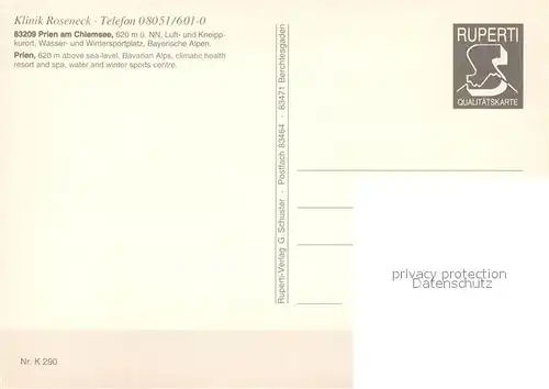 AK / Ansichtskarte Prien Chiemsee Klinik Roseneck Kat. Prien a.Chiemsee