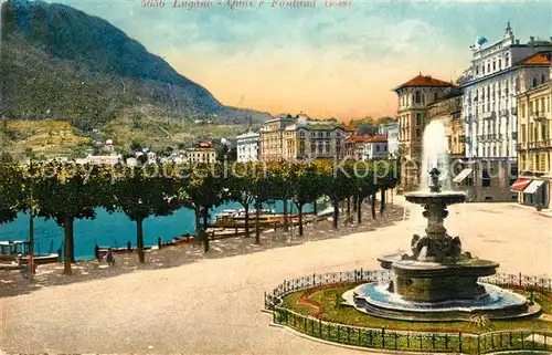 AK / Ansichtskarte Lugano Lago di Lugano Promenade Brunnen