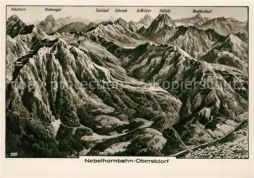 AK / Ansichtskarte Seilbahn Nebelhorn Oberstdorf Panoramakarte  Kat. Bahnen