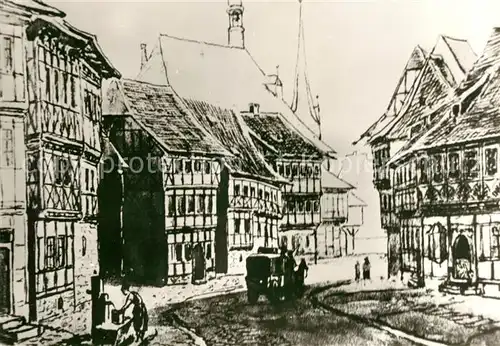 AK / Ansichtskarte Kuenstlerkarte G. H. Crola Wernigerode Untere Marktstrasse um 1830 Kat. Kuenstlerkarte