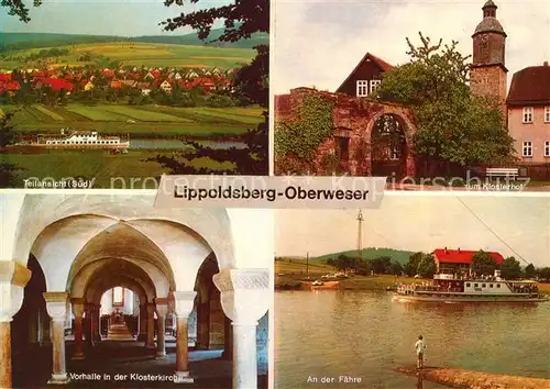 AK / Ansichtskarte Lippoldsberg Panorama Klosterhof Vorhalle der Klosterkirche Oberweser Faehre Kat. Wahlsburg