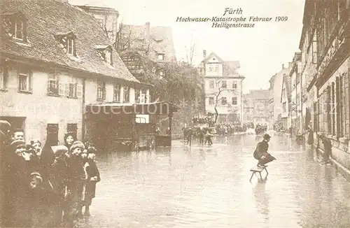 AK / Ansichtskarte Fuerth Bayern Hochwasserkatastrophe Februar 1909 Heiligenstrasse Kat. Fuerth
