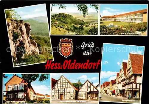 AK / Ansichtskarte Hessisch Oldendorf Hohenstein Schaumburg Haus Niedersachsen Fachwerkhaeuser am Markt Langestrasse Kat. Hessisch Oldendorf