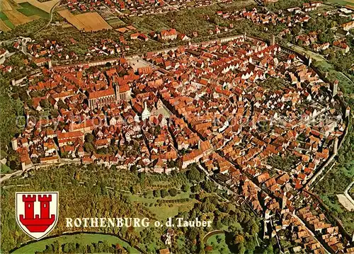 AK / Ansichtskarte Rothenburg Tauber Fliegeraufnahme der mittelalterlichen Stadtanlage mit Wehrgang Toren und Tuermen Kat. Rothenburg ob der Tauber