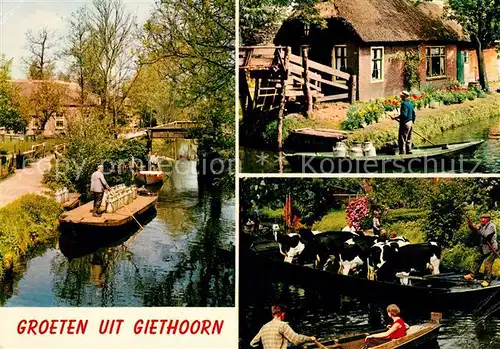 AK / Ansichtskarte Giethoorn Milchlieferung mit Boot Rindertransport im Boot Kat. Steenwijkerland