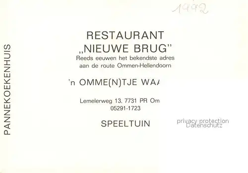 AK / Ansichtskarte Ommen Overijssel Cafe Restaurant Nieuwe Brug Gastraum Kat. Ommen