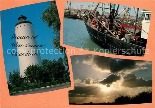 AK / Ansichtskarte Oostburg Sluis Watertoren Vissersboot te Breskens Avondlucht met duinrand Kat. Sluis