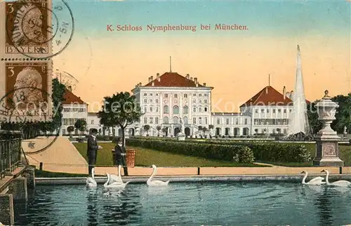 AK / Ansichtskarte Muenchen Schloss Nymphenburg Schwaene Kat. Muenchen