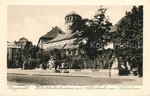 AK / Ansichtskarte Bayreuth Wittelsbacherbrunnen mit Schlosskirche und Schlossturm Kat. Bayreuth