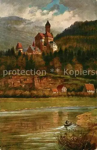 AK / Ansichtskarte Zwingenberg Neckar Schloss Neckar Kuenstlerkarte H. Hoffmann