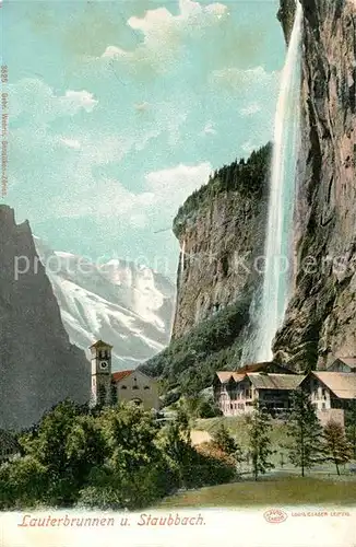 AK / Ansichtskarte Lauterbrunnen BE mit Staubbach Wasserfall Kat. Lauterbrunnen