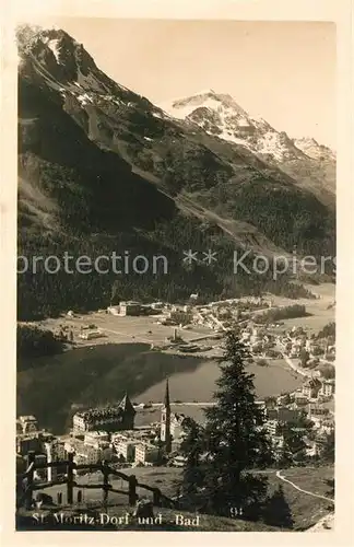 AK / Ansichtskarte St Moritz Dorf GR und Bad Panorama Kat. St Moritz