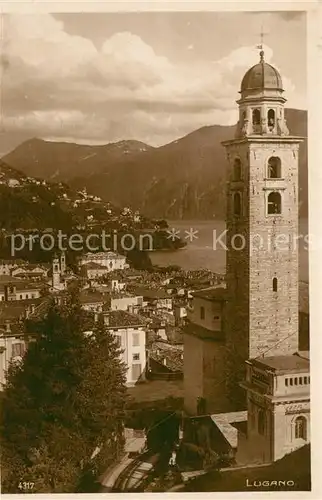 AK / Ansichtskarte Lugano Lago di Lugano Panorama Kirche