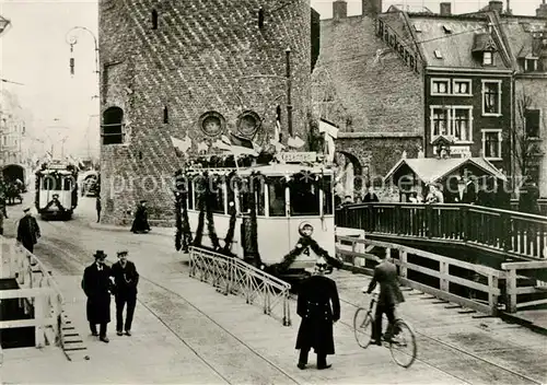 AK / Ansichtskarte Strassenbahn Brandenburg Steintorbruecke Steinstrasse Tw 3 und 4 Eroeffnung 1911  Kat. Strassenbahn