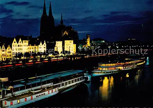 AK / Ansichtskarte Motorschiffe Dampferanlegestellen Dom Koeln am Rhein  Kat. Schiffe
