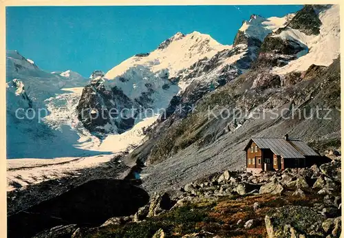 AK / Ansichtskarte Bovalhuette mit Biancograt Piz Bernina und Crast Aguezza Kat. Morteratsch