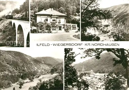 AK / Ansichtskarte Wiegersdorf Teilansichten Landschaftspanorama Eisenbahnbruecke Kat. Ilfeld Suedharz
