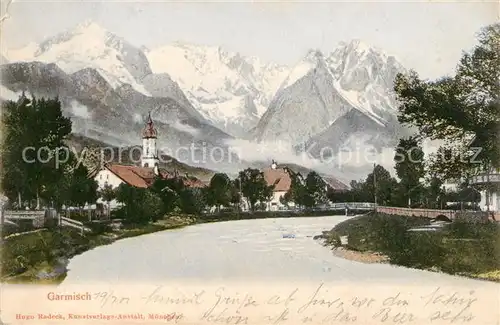 AK / Ansichtskarte Garmisch Partenkirchen Partie am Fluss Kat. Garmisch Partenkirchen