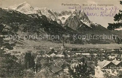 AK / Ansichtskarte Partenkirchen mit Zugspitzgruppe Kat. Garmisch Partenkirchen