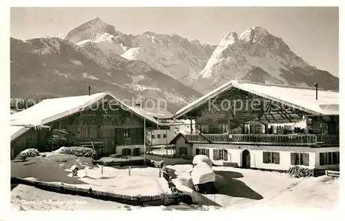 AK / Ansichtskarte Garmisch Partenkirchen Bauernhaeuser im Schnee Kat. Garmisch Partenkirchen