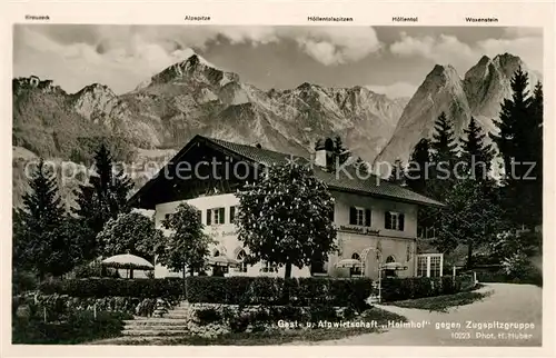 AK / Ansichtskarte Garmisch Partenkirchen Alpwirtschaft Heimhof gegen Zugspitzgruppe Kat. Garmisch Partenkirchen