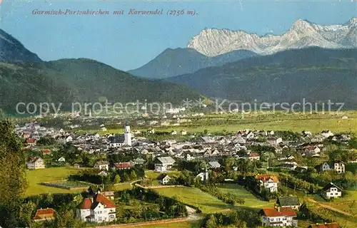 AK / Ansichtskarte Garmisch Partenkirchen Fliegeraufnahme mit Karwendel Kat. Garmisch Partenkirchen