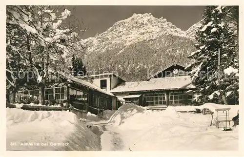 AK / Ansichtskarte Garmisch Partenkirchen Almhuette im Schnee Kat. Garmisch Partenkirchen