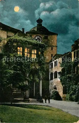 AK / Ansichtskarte Heidelberg Neckar Brunnenhalle und Wartturm bei Mondschein Kat. Heidelberg