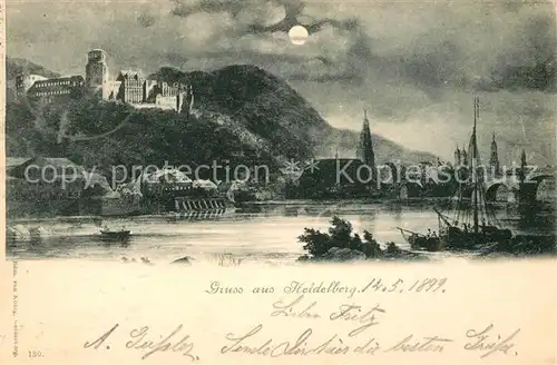 AK / Ansichtskarte Heidelberg Neckar Neckar mit Schloss bei Mondschein Kat. Heidelberg