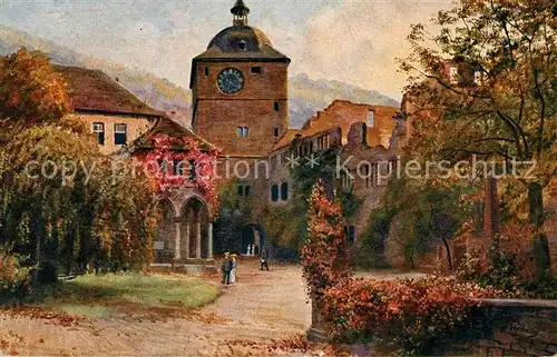 AK / Ansichtskarte Heidelberg Neckar Wartturm Ludwigsbau und Ruprechtsbau Kuenstlerkarte Kat. Heidelberg