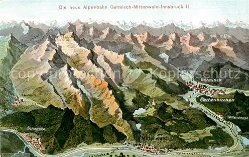 AK / Ansichtskarte Garmisch Partenkirchen Panoramakarte Mittenwald Grainau Kat. Garmisch Partenkirchen