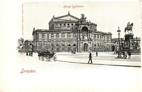 AK / Ansichtskarte Dresden Hoftheater Pferdekutsche Kat. Dresden Elbe