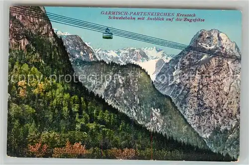 AK / Ansichtskarte Garmisch Partenkirchen Kreuzeck Schwebebahn mit Zugspitze Kat. Garmisch Partenkirchen