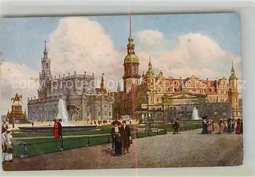 AK / Ansichtskarte Dresden Koenig Johann Denkmal Hofkirche Schloss Hauptwache Kat. Dresden Elbe