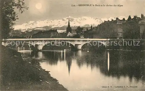 AK / Ansichtskarte Grenoble La Nuit et la chaine des Alpes Kat. Grenoble