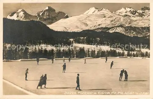 AK / Ansichtskarte Pontresina Eisrink mit Piz Alban und Julier Kat. Pontresina