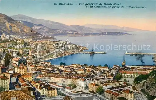 AK / Ansichtskarte Monaco Vue generale de Monte Carlo et la Condamine prise de Observatoire Kat. Monaco