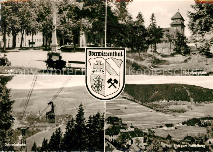AK / Ansichtskarte Oberwiesenthal Erzgebirge Markt Fichtelberghaus Schwebebahn ...