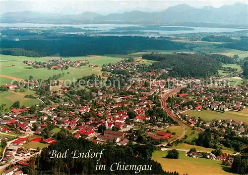 AK / Ansichtskarte Bad Endorf mit Blick zum Chiemsee und Alpen Fliegeraufnahme Kat. Bad Endorf