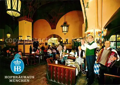 AK / Ansichtskarte Muenchen Hofbraeuhaus "Bierschwemme" mit Stimmungsmusik Huber Karte Nr 6184 Kat. Muenchen