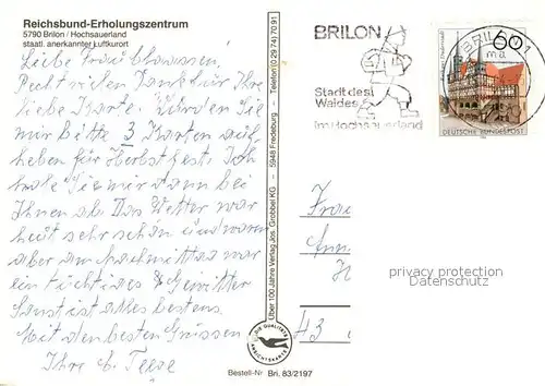 AK / Ansichtskarte Brilon Reichsbund Erholungszentrum Luftkurort Kat. Brilon