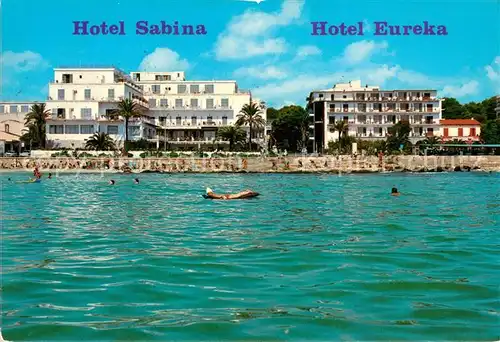 AK / Ansichtskarte Cala Millor Mallorca Hoteles Sabina y Ereka Ansicht vom Meer aus Kat. Islas Baleares Spanien