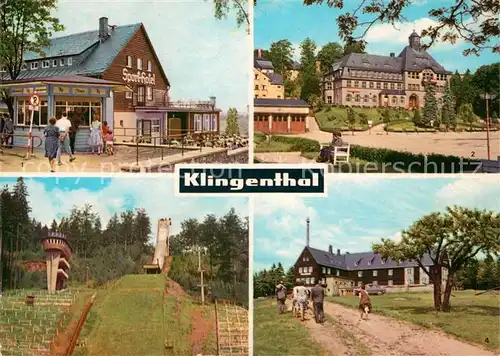 AK / Ansichtskarte Klingenthal Vogtland HOG Sporthotel Rathaus Skisprungschanze Jugendherberge Klement Gottwald Kat. Klingenthal Sachsen