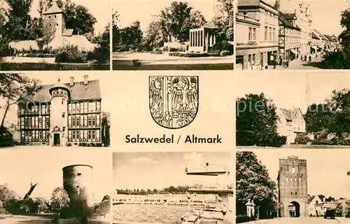AK / Ansichtskarte Salzwedel Altmark Schloss Runder Turm Schwimmbad Stadttor Kat. Salzwedel