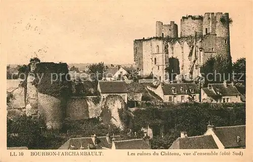 AK / Ansichtskarte Bourbon l Archambault Les ruines du Chateau vue d ensemble Kat. Bourbon l Archambault