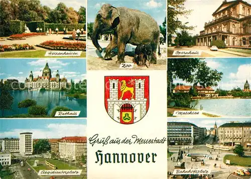 AK / Ansichtskarte Hannover Rathaus Bahnhofplatz Opernhaus Maschsee Kat. Hannover