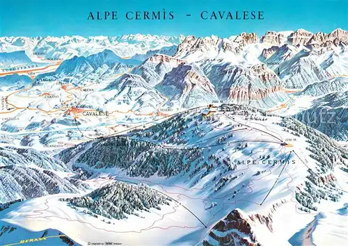 AK / Ansichtskarte Cavalese Alpe Cermis Panoramakarte Skigebiet