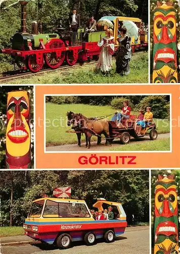 AK / Ansichtskarte Goerlitz Sachsen Park der Thaelmann Pioniere Oldtimer Pioniereisenbahn Ponygespann Kosmokrater Kat. Goerlitz