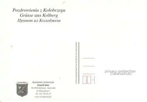 AK / Ansichtskarte Kolberg Ostseebad Kolobrzeg Domek Kata Restaurant Wappen Kat. Kolobrzeg